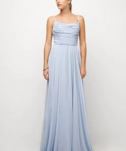 Ruched Long Empire Waist Dress By Cinderella Divine UR136 Prom