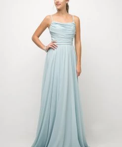 Ruched Long Empire Waist Dress By Cinderella Divine UR136 Prom