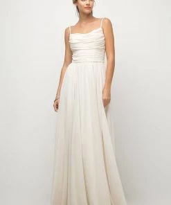 Ruched Long Empire Waist Dress By Cinderella Divine UR136 Prom