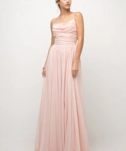 Ruched Long Empire Waist Dress By Cinderella Divine UR136 Prom