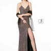 Prom Ruched Long Fitted Sequin Dress With Side Slit By Elizabeth K GL1813
