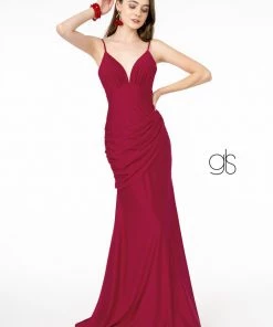Prom Ruched Long Fitted Sleeveless Dress By Elizabeth K GL1815