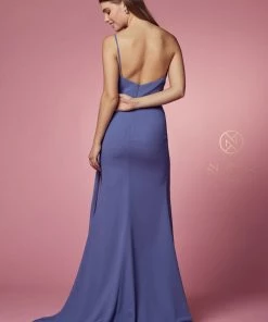 Ruched Long One Shoulder Dress By Nox Anabel E1005