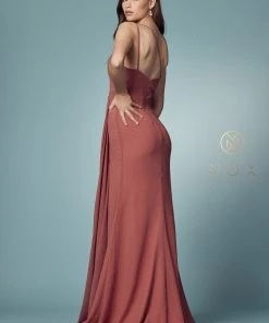 Ruched Long One Shoulder Dress By Nox Anabel E1005