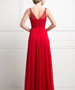 Ruched Long Sleeveless Dress By Cinderella Divine CJ214