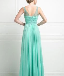 Ruched Long Sleeveless Dress By Cinderella Divine CJ214