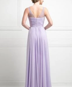 Ruched Long Sleeveless Dress By Cinderella Divine CJ214