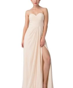 Starbox Ruched Long Strapless Dress With Slit By Star Box 6425 Prom