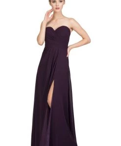 Starbox Ruched Long Strapless Dress With Slit By Star Box 6425 Prom