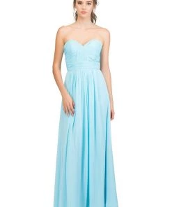 Starbox Ruched Long Strapless Sweetheart Dress With Corset Back By Star Box 6095