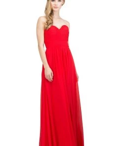 Starbox Ruched Long Strapless Sweetheart Dress With Corset Back By Star Box 6095