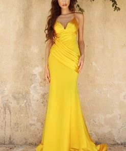 Prom Ruched Satin Mermaid Dress By Cinderella Divine CH236