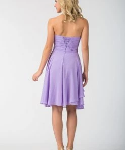 Ruched Short Knee Length Dress With Beaded Waist By Star Box 6069 Prom