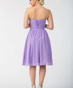 Ruched Short Knee Length Dress With Corset Back By Star Box 6016-1 18 Ruched Short Knee Length Dress With Corset Back By Star Box 6016-1