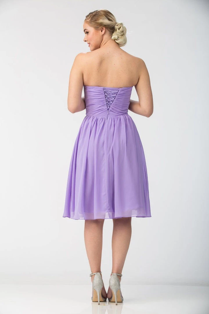 Ruched Short Knee Length Dress With Corset Back By Star Box 6016-1 6 Ruched Short Knee Length Dress With Corset Back By Star Box 6016-1