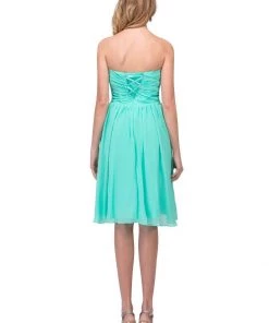 Ruched Short Knee Length Dress With Corset Back By Star Box 6016-1