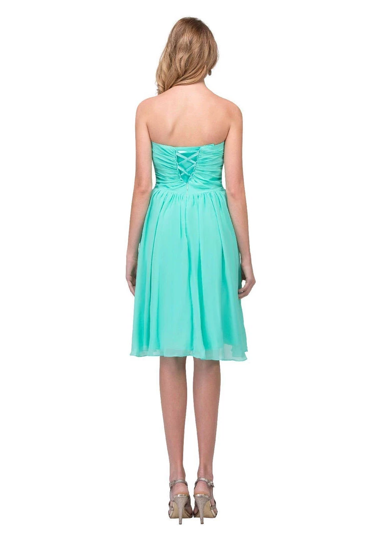 Ruched Short Knee Length Dress With Corset Back By Star Box 6016-1 4 Ruched Short Knee Length Dress With Corset Back By Star Box 6016-1