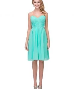 Ruched Short Knee Length Dress With Corset Back By Star Box 6016-1