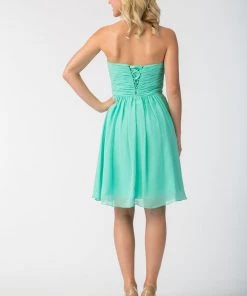 Ruched Short Knee Length Dress With Corset Back By Star Box 6070 Prom