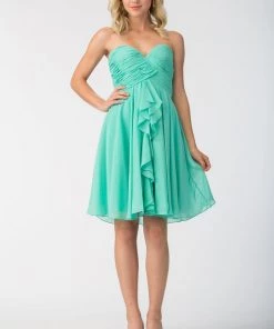 Ruched Short Knee Length Dress With Corset Back By Star Box 6070 Prom