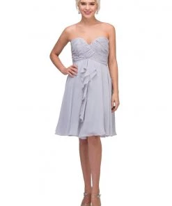 Ruched Short Knee Length Dress With Corset Back By Star Box 6070 Prom