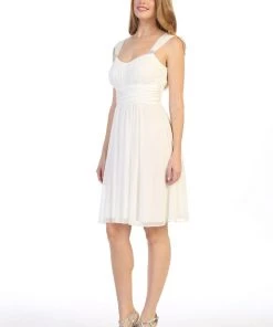 Ruched Short Sleeveless A-line Dress By Celavie 6491