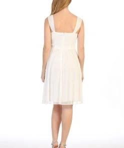 Ruched Short Sleeveless A-line Dress By Celavie 6491