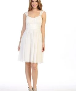 Ruched Short Sleeveless A-line Dress By Celavie 6491