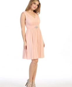 Prom Ruched Short Sleeveless Chiffon Dress By Celavie 6473