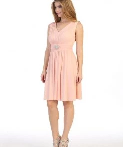 Prom Ruched Short Sleeveless Chiffon Dress By Celavie 6473