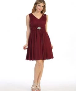 Prom Ruched Short Sleeveless Chiffon Dress By Celavie 6473