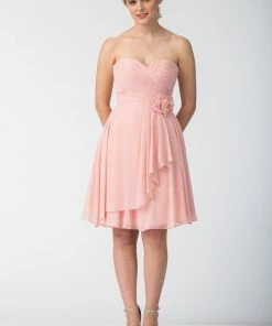Prom Ruched Short Strapless Dress With Corset Back By Star Box 6015-1