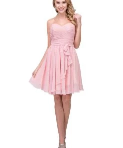Ruched Short Strapless Dress With Corset Back By Star Box 6064