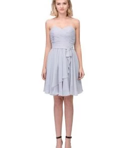 Ruched Short Strapless Dress With Corset Back By Star Box 6064