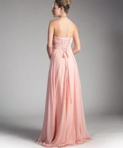 Ruched Strapless Gown With Corset Back By Cinderella Divine CJ216 Prom