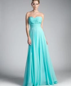 Ruched Strapless Gown With Corset Back By Cinderella Divine CJ216 Prom