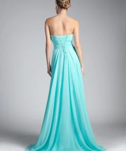 Ruched Strapless Gown With Corset Back By Cinderella Divine CJ216 Prom
