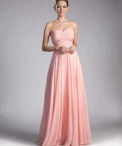 Ruched Strapless Gown With Corset Back By Cinderella Divine CJ216 Prom
