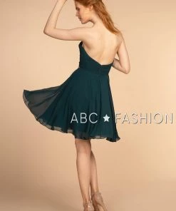 Ruched Strapless Sweetheart Short Dress By Elizabeth K GS1637 Prom