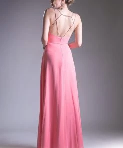 Long Strappy Back Dress By Cinderella Divine CH526 14 Long Strappy Back Dress By Cinderella Divine CH526