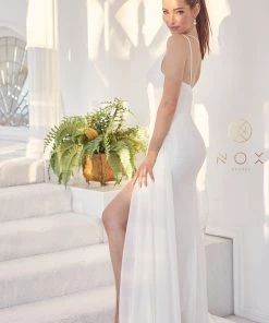 Prom Ruched White One Shoulder Gown By Nox Anabel E1005W