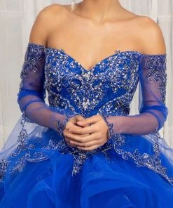 Ruffled Bell Sleeve Ball Gown By Elizabeth K GL1976