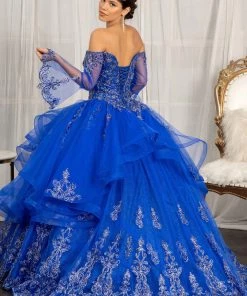 Ruffled Bell Sleeve Ball Gown By Elizabeth K GL1976