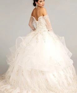 Ruffled Bell Sleeve Ball Gown By Elizabeth K GL1976