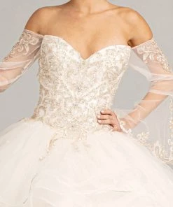 Ruffled Bell Sleeve Ball Gown By Elizabeth K GL1976