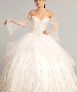 Ruffled Bell Sleeve Ball Gown By Elizabeth K GL1976