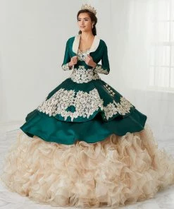 LA Glitter By House Of Wu Ruffled Charro Quinceanera Dress By LA Glitter 24082 Quinceañera