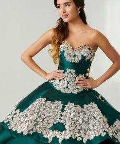 LA Glitter By House Of Wu Ruffled Charro Quinceanera Dress By LA Glitter 24082 Quinceañera