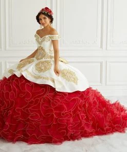 LA Glitter By House Of Wu Ruffled Charro Quinceanera Dress By LA Glitter 24096