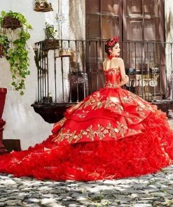 Ragazza Fashion Ruffled Charro Quince Dress By Ragazza M13-113 Quinceañera